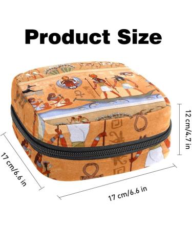 Ancient Egypt Scene Sanitary Napkins Storage Bag | Portable Menstrual Cup Pocket with Zipper for Teen Girls & Women - Buy Online on GoSupps.com