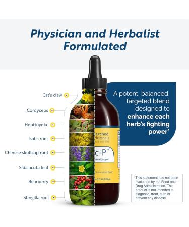 Researched Nutritionals Myc-P - Targeted Microbial Support - Cat's Claw, SIDA Acuta, Houttuynia, Chinese Skullcap, Bearberry - Vegan Herb Extract for Immune & Cleanse Detox Support (4 Fl Oz) - Buy Online on GoSupps.com