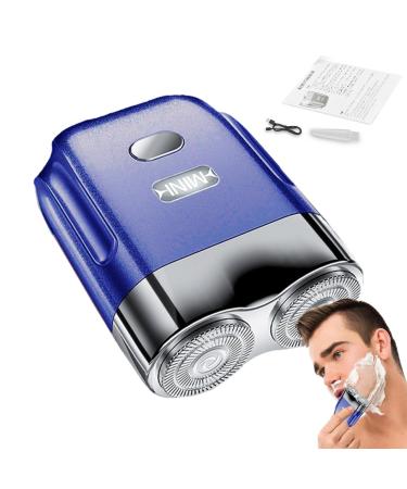 Men Electric Shavers for Face - Waterproof Portable Electric Shaver - USB Rechargeable Beard Grooming Trimmer Quiet Face Shaver for Camping Business Trip Journey Car Travel Blue