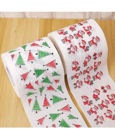 NUOBESTY Chrismas 2 Roll Christmas Toilet Paper Roll Tissue Napkin Santa Tree Pattern for Xmas Holiday Party Supplies Bathroom Decoration Colored Tissue Paper - Buy Online on GoSupps.com