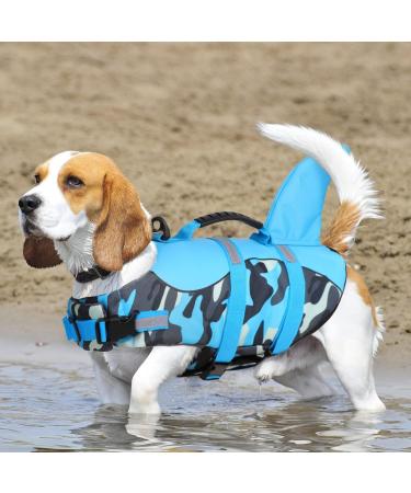 Shop Cit toile Dog Life Jacket - Safe & Lightweight Water Sports Vest for Small to Large Dogs - Blue Camouflage with Reflective Handle - Buy Online on GoSupps.com