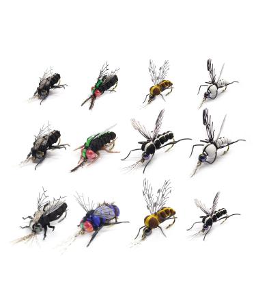 YZD Fly Fishing Dry Flies Mosquito Bottle Mason Drone Bee Flies Rainbow Trout Fish Lure Kit Fly Fishing