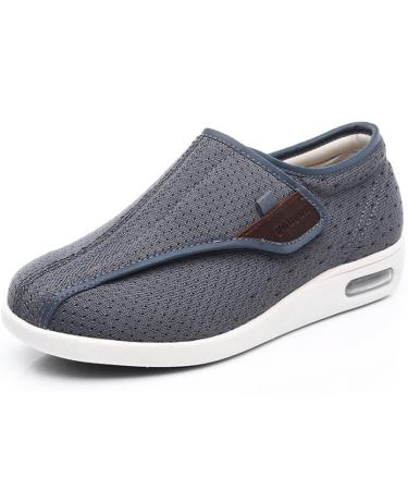 YSDQ Diabetic Slippers Men Womens Breathable Lightweight Adjustable Closure Air Cushion Sneakers Extra Wide Orthopaedic Comfort Elderly Shoes for Diabetic Swollen Feet 40EU Grey