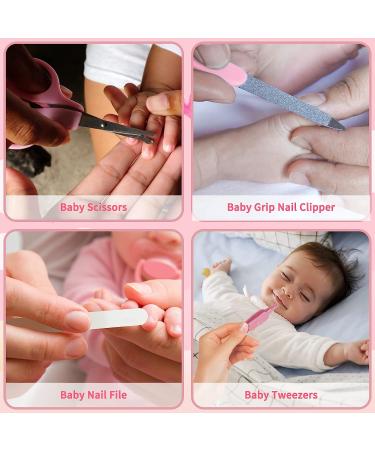 Baby Healthcare and Grooming Kit with Hair and Nail Clippers for Newborns - 20 Piece Set in Pink - Buy Online on GoSupps.com