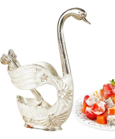Dispra Swan-Shaped Spoon and Fork Holder Set | Exquisite Alloy Cutlery Accessories | Rust-Free Utensils for Weddings & Daily Use 7 Sets in Silver & White - Buy Online on GoSupps.com