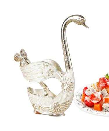 Facynde swan fork holder fork holder set made of alloy in swan shape - decorative cutlery accessories exquisite stainless fork holder for birthday wedding daily use party 7 sets in silver and white