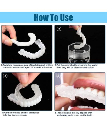 BrightView False Teeth Veneers - 2 Pairs Cosmetic Tooth Covers | Temporary Dentures & Artificial Teeth for Men & Women - White Prosthesis with Storage Box - Buy Online on GoSupps.com