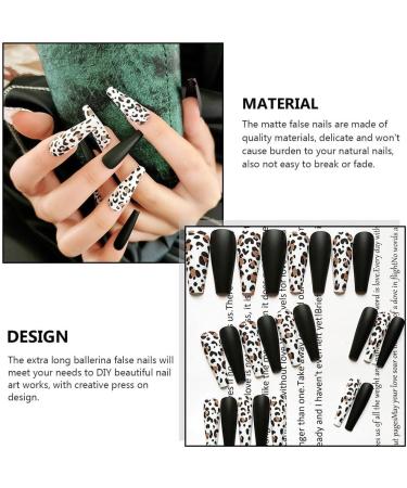 rongweiwang 1 Set French Tip Press on Nails Leopard Tiger Extension Manicure Extra Long Matte Detachable Fashion Salon Gifts - Buy Online on GoSupps.com