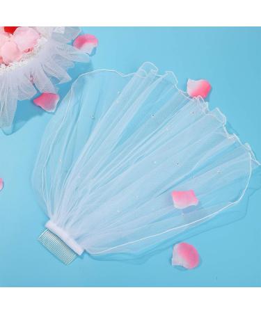 FRCOLOR First Communion Veil for Girls - 16 Inch Short Veil with Hair Comb and Pearls - Wedding Flower Girl Hair Accessories - Buy Online on GoSupps.com