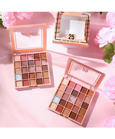 Zynewa Eyeshadow Palette 25 Colors Nude Eyeshadow Long Lasting Vegan Warm Matte Shimmer Brown Earth Eyeshadow Palette No Loose Particles Does Not Run Includes 8 Eyeshadow Brushes - Buy Online on GoSupps.com