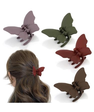 3.6 Butterfly Hair Clips Resin Frosted Butterfly Clips for Medium Hair Butterfly Claw Clips Cute Hair Clips for Thin Hair Thick Hair Half Up (brown purple dark green claret)