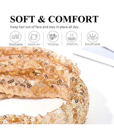 CAKURE Sequins Criss Cross Headband - Gold Sparkle Turban Wrap for Women & Girls - Buy Online on GoSupps.com