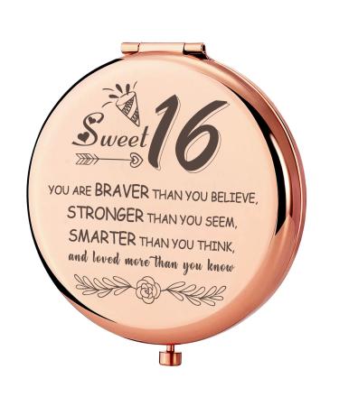 LOGMOR Sweet 16 Gifts for Girls  Travel Compact Mirror Fun Gifts for Girls Daughter Best Friend Sister Birthday Gifts Idea for Her