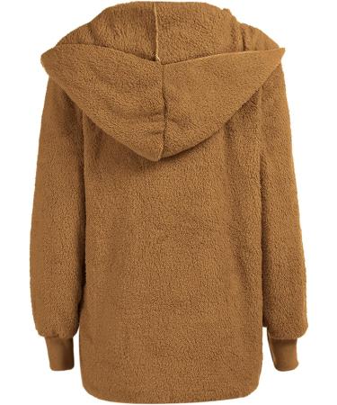 Hanxiulin Women's Fleece Jacket - Cuddly Plush Sweater with Hood | Warm Outdoor Winter Coat in Brown - Size XL - Buy Online on GoSupps.com