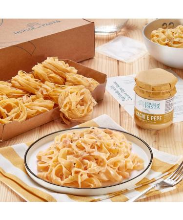 Double Portion Gourmet Tagliatelle with Cacio e Pepe Sauce | Italian Artisan Dried Egg Pasta | Restaurant-Quality Dish Ready in 6 Minutes - Buy Online on GoSupps.com