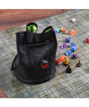 DND Dice Bag with Pockets - Large Bag with Black Dragon Scales & Glass Dragon Eye - Perfect for Rogues & Knaves - Buy Online on GoSupps.com