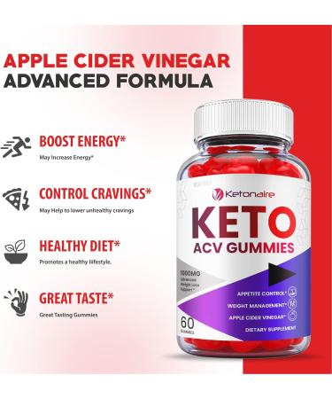 Ketonaire Keto Gummies - Vegan Formula with ACV & B12 (60 Gummies) - Buy Online on GoSupps.com