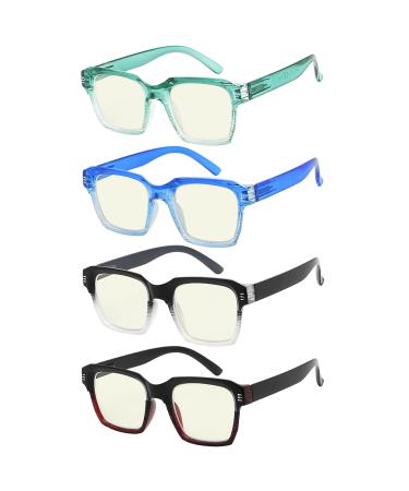 Eyekepper 4-Pack Reading Glasses Blue Light Blocking Large Frame Computer Glasses Readers Women +3.0 Blue Light Blocking-b40-4 Pairs 3.0 Diopters