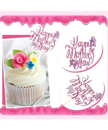 Spakon 60 Pcs Happy Mothers Day Cupcake Toppers Glitter Cake Toppers Cupcake Stickers Love You Mom Heart Mother Happy Birthday Party Supplies Icing Decorations (Stylish Style) - Buy Online on GoSupps.com