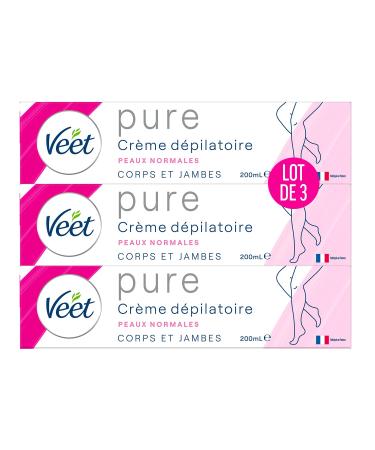 Veet Minima Hair Removal Cream - Long-Lasting Softness After Hair Removal - Normal Skin - 200ml Tube (Pack of 3)