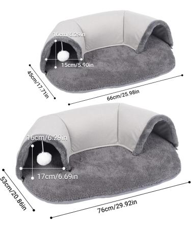Jodimitty Cat Tunnel Bed Grey Plush Cat Tunnels for Indoor Cats Cat Play Mat with Hanging Ball Toy Pet Tunnel Gift for Cat Bunny (76x53x17cm) M (76x53x17cm) Grey - Buy Online on GoSupps.com