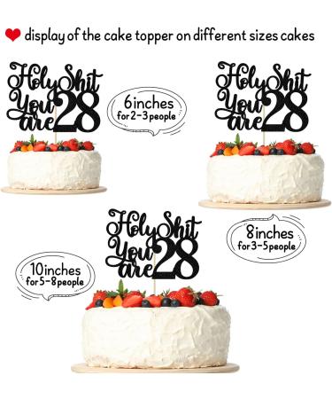 Happy 28th Birthday Cake Topper 28 & Fabulous Cheers to 28 Years Cake Decor Funny 28th Birthday Decorations Men Women Black Glitter - Buy Online on GoSupps.com