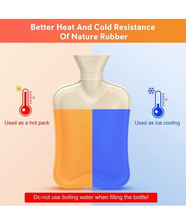 Hot Water Bottle with Cover 2L Large Capacity Premium Natural Rubber Hot Water Bag Soft Fleece Cover - Helps Provide Warmth and Pain Relief Great Gift Ideal for Parents Children 1Pcs Grey 1 - Buy Online on GoSupps.com