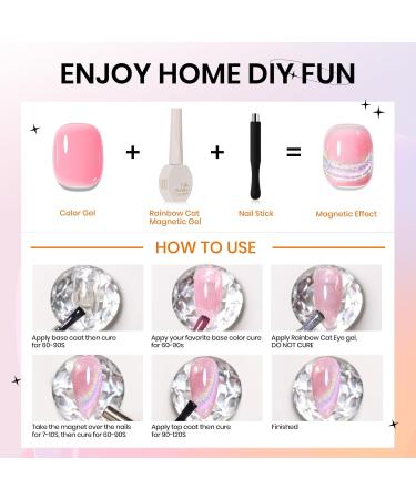 SUPWEE Rainbow Cat Eye Gel Nail Polish 15ML Holographic Glitter 9D Cat Eye Gel Soak Off UV Gel with Magnetic Stick Cat Magnetic Gel Iridescent Home Nail Art DIY Manicure T010 - Buy Online on GoSupps.com