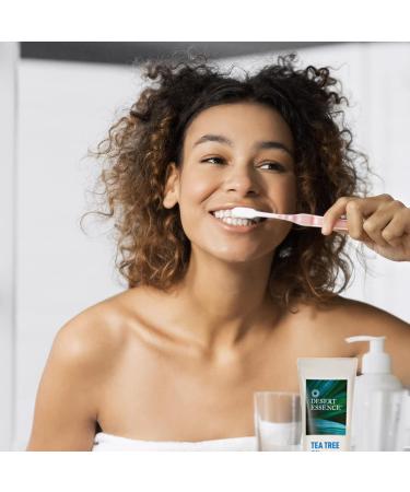 Desert Essence Tea Tree Oil & Mint Toothpaste Peppermint 6.25 oz (Pack of 3) - Fluoride Free, Gluten Free, Vegan, Non-GMO with Baking Soda for Healthy Teeth & Gums, Fresh Breath - Buy Online on GoSupps.com