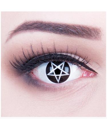 Buy Funnylene Colored Contact Lenses - Pentagram Black & White Star - 12 Monthly Soft Motif Lenses - Perfect for Halloween & Carnival - Includes Free Container - Buy Online on GoSupps.com