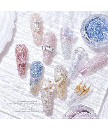 GZMAYUEN Crystal Diamond Nail Glitter Powder Set - 8 Pieces Gold, Silver, Rose Gold, Blue Glass Stone Chrome Sparkles - Nail Pigment Decoration Kit - Buy Online on GoSupps.com