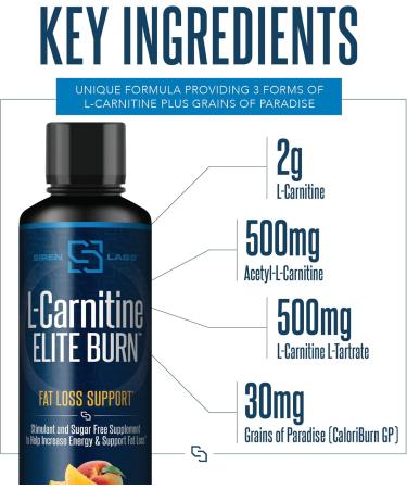 SIRENLABS L-Carnitine Elite Burn Liquid Keto Fat Burner and Metabolism Activator - Fat Loss Support Keto Friendly Weight Loss Increase Energy-Stimulant Free - Malibu Beach Blast 3000mg (32 Servings) - Buy Online on GoSupps.com