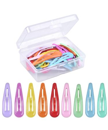 Hoxfly 30Pcs Colorful Metal Snap Hair Clips 4CM Non-slip Small Hairpins Hair Candy Color Small Hair Clip Colorful Small Hair Barrettes Hair Accessories for Toddlers Baby Girls Kids