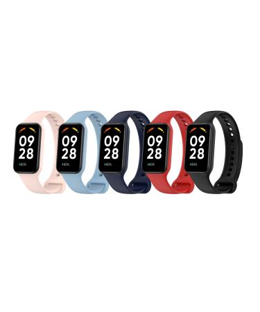 Lemspum Sport Silicone Wrist Bands Compatible with Xiaomi Redmi Band 2 Replacement Accessories Strap Waterproof One Size 5.5"-8.7" Black/Navy/Red/Blue/Pink/Cream