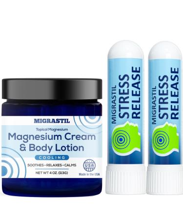 Migrastil Stress Release Aromatherapy Inhaler 2-Pack and Cooling Magnesium Cream Bundle