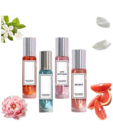 Pheromone Perfume Collection for Women Enhanced Scents Perfume Set Romantic Flowers Scents Roll On Perfume Long Lasting Women's Perfume (4pc/01)