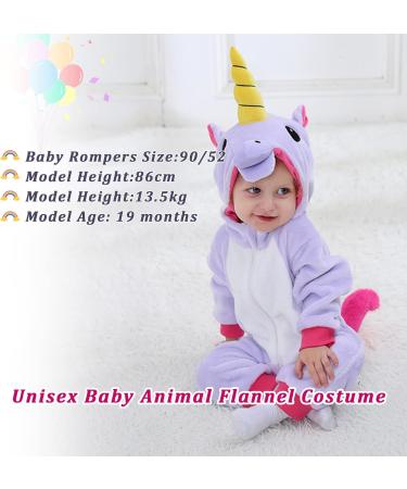 Doladola Baby Unicorn Romper | Flannel Animal Hooded Toddler Jumpsuit 24-30 Months Purple - Buy Online on GoSupps.com