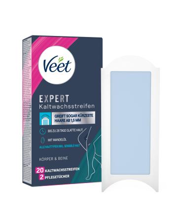 Veet Expert Cold Wax Strip Body & Legs - Wax strips for hair removal for all skin types including sensitive skin - 10 double strips 20 stripes - Buy Online on GoSupps.com