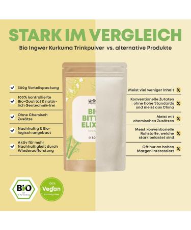 Organic Bitter Substances Powder - 300 Portions | Hildegard von Bingen & Ayurveda | Green Powder | DE- KO-001 | Bitter Elixir Bio - International Shipping - Buy Online on GoSupps.com