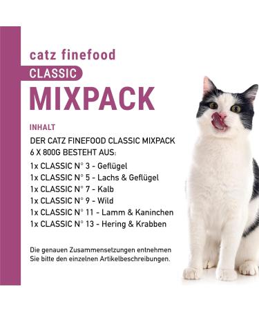 Catz Finefood Classic Collection - Gourmet Grain-Free Wet Cat Food (6 x 800g) - High Meat Content Made in Germany - Buy Online on GoSupps.com