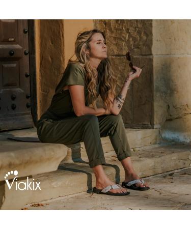 Viakix Orthotic Sandals for Women - Arch Support Sandals for Plantar Fasciitis - Black Stripe, Size 9 - Buy Online on GoSupps.com