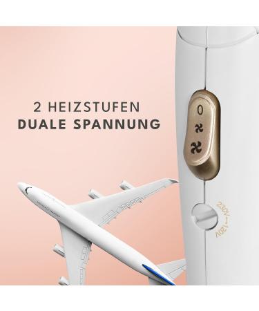 Compact Travel Hair Dryer - Quiet Dual Function with Styling Nozzle & Travel Bag | Perfect for International Journeys - Buy Online on GoSupps.com