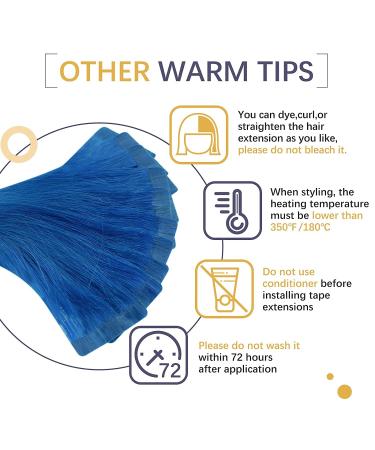 Runature 35cm Blue Tape In Hair Extensions - Real Remy Human Hair Invisible 20g 10pcs - Premium Quality - Buy Online on GoSupps.com
