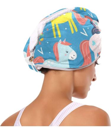 Small Horse Blue Hair Towel 2 Pack | Super Absorbent Quick Dry Turbans for Women & Girls - Buy Online on GoSupps.com
