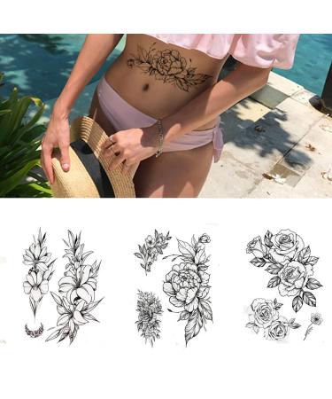 Black Rose Temporary Tattoos - Waterproof Fake Body Art Stickers (6 Sheets) - Buy Online on GoSupps.com