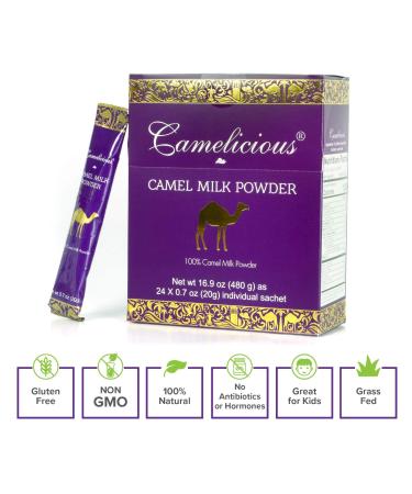 Camelicious 480g Box US Edition Camel Milk Powder - 24 x 20g Packets, Non-GMO, Gluten Free, Low Lactose, Flash Pasteurized, Longer Shelf Life - Buy Online on GoSupps.com