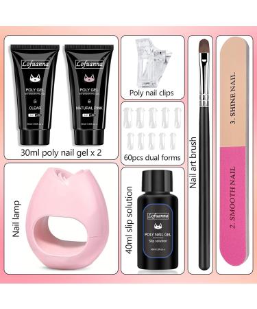 15ml Poly Gel Nail Kit - 2 Colors Starter Set with UV Lamp | DIY Nail Extension Gel at Home - Buy Online on GoSupps.com