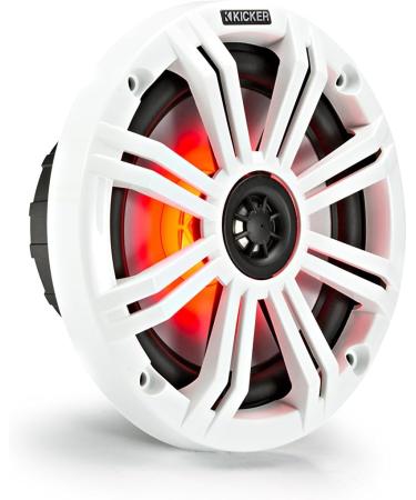 Kicker KM 6.5 Marine Speakers with UV Treatment, Charcoal/White Grilles & 7 Color LED System - Buy Online on GoSupps.com