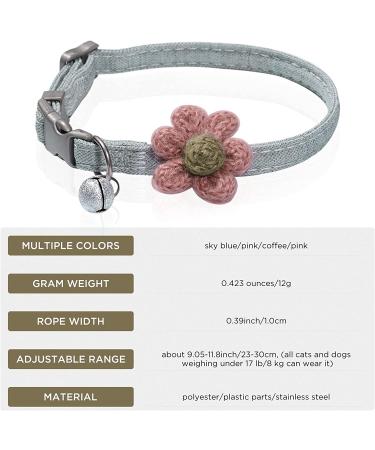 GOUHRRY 2 Pack Cat Collars with Bells | Handmade Six Petals Flowers Charms | Adjustable Breakaway Safety Collars for Kittens and Dogs | Cute Flower Patterns | Gray+Pink - Buy Online on GoSupps.com
