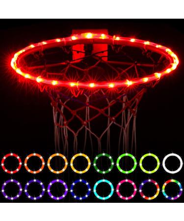Glow in The Dark Basketball Accessories for Boys Girls Include LED Basketball Lights for Hoop Outdoor Luminous Nightlight Basketball Net 16 Colors Change Remote Control Basketball Rim LED Light
